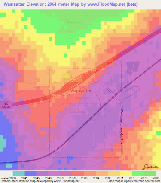 Wamsutter,US Elevation Map