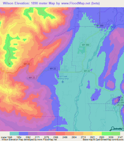 Wilson,US Elevation Map