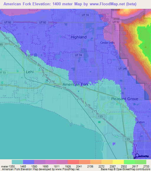 American Fork,US Elevation Map