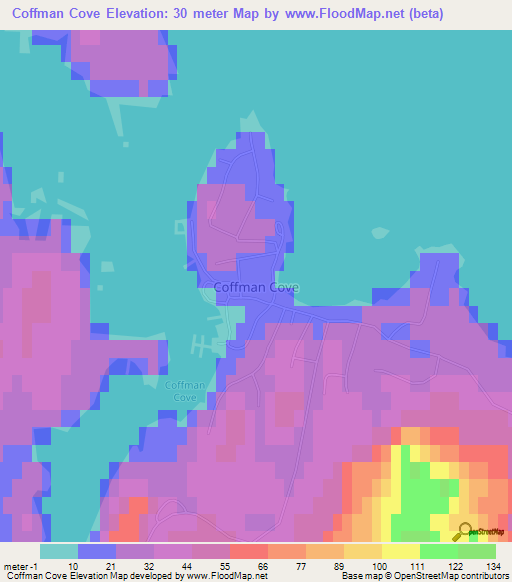 Coffman Cove,US Elevation Map