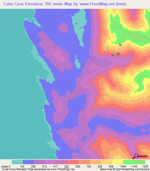 Cube Cove,US Elevation Map