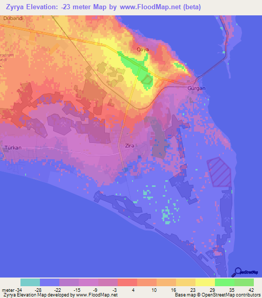 Zyrya,Azerbaijan Elevation Map