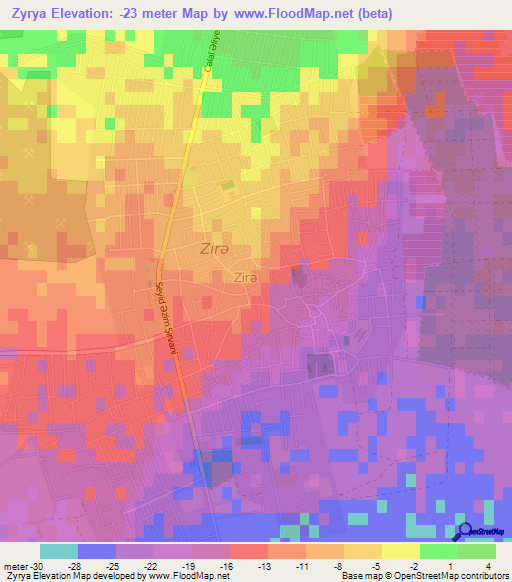 Zyrya,Azerbaijan Elevation Map