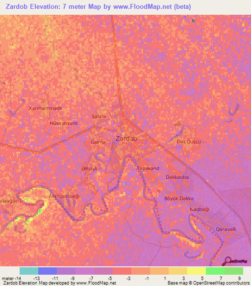 Zardob,Azerbaijan Elevation Map