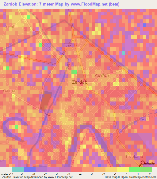 Zardob,Azerbaijan Elevation Map