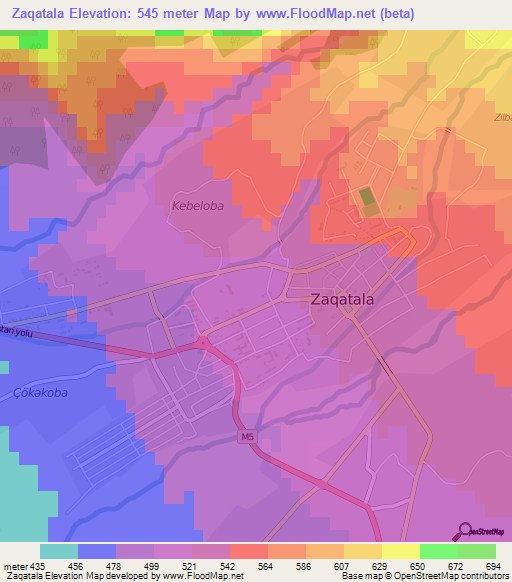 Zaqatala,Azerbaijan Elevation Map