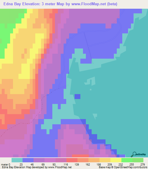 Edna Bay,US Elevation Map