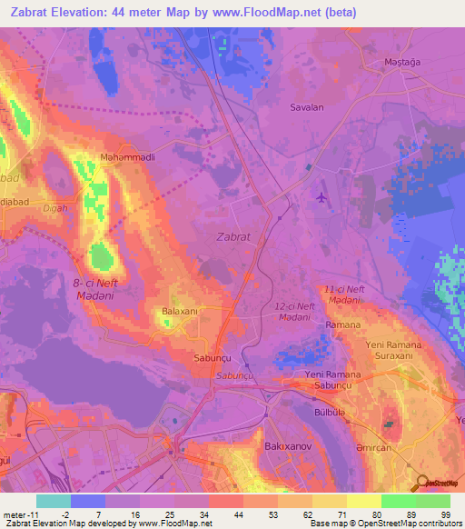 Zabrat,Azerbaijan Elevation Map