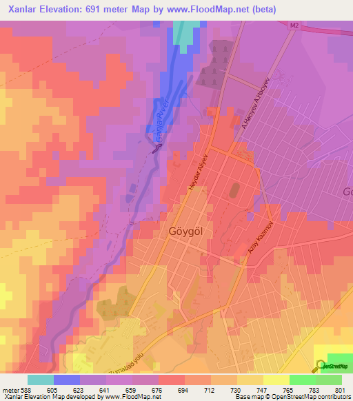 Xanlar,Azerbaijan Elevation Map