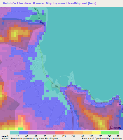 Kahalu'u,US Elevation Map