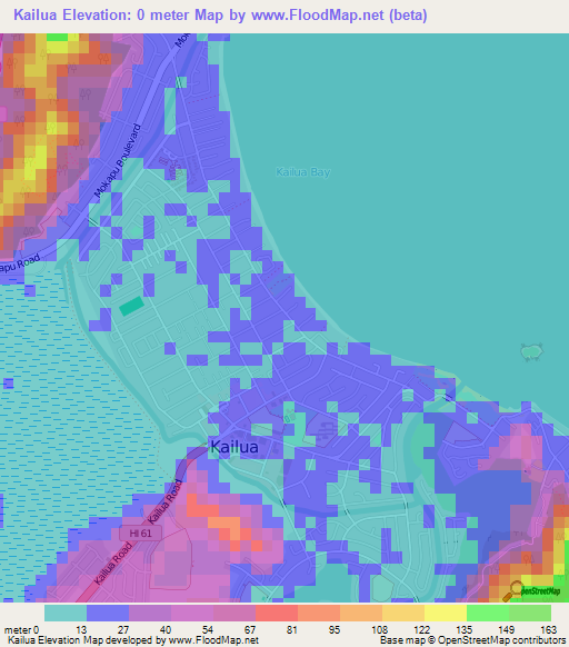 Kailua,US Elevation Map