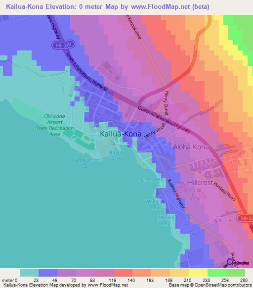 Kailua-Kona,US Elevation Map