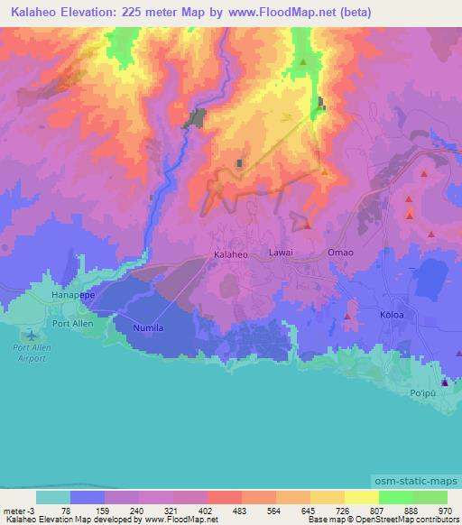 Kalaheo,US Elevation Map