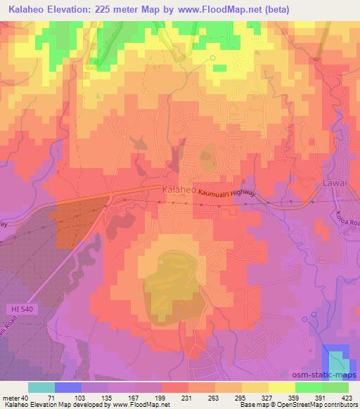 Kalaheo,US Elevation Map