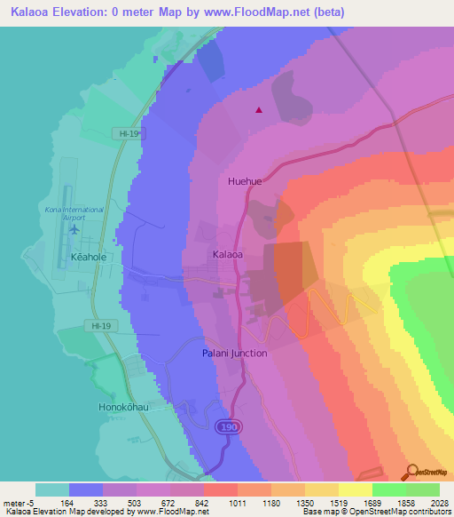 Kalaoa,US Elevation Map