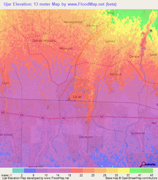 Ujar,Azerbaijan Elevation Map