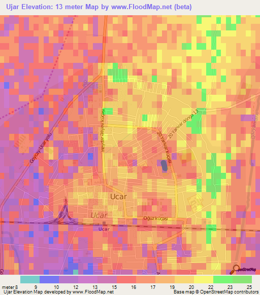 Ujar,Azerbaijan Elevation Map