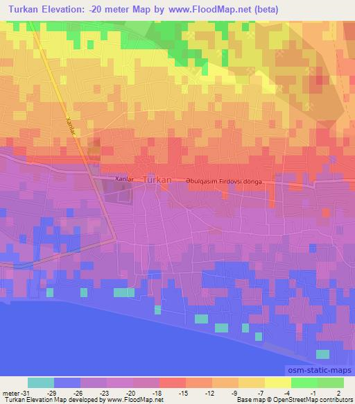 Turkan,Azerbaijan Elevation Map