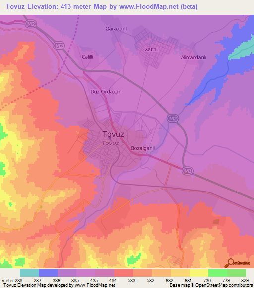 Tovuz,Azerbaijan Elevation Map