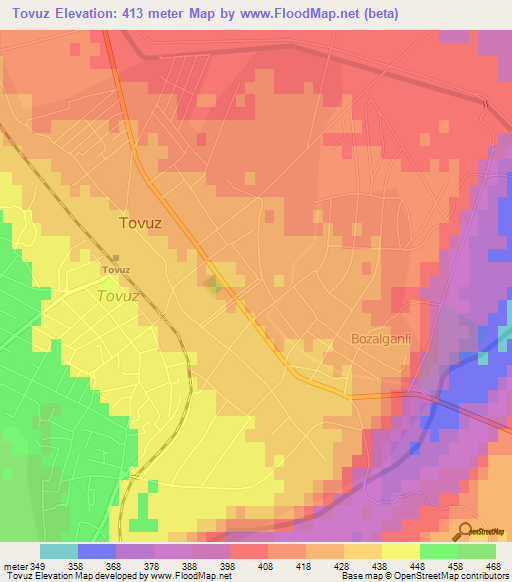 Tovuz,Azerbaijan Elevation Map