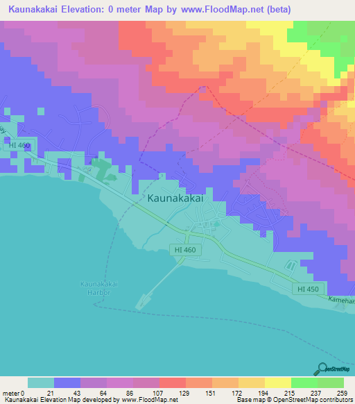 Kaunakakai,US Elevation Map