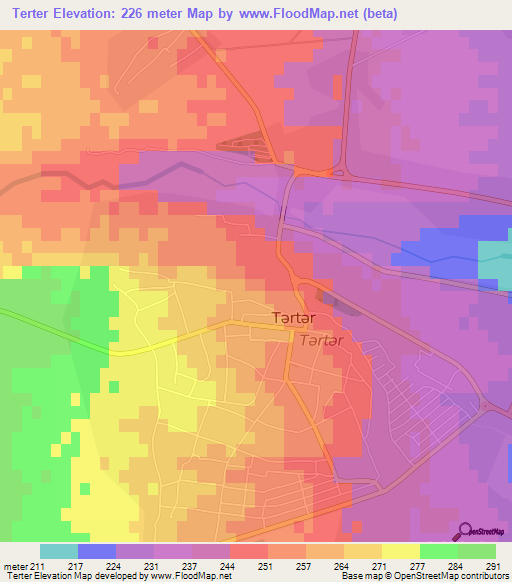 Terter,Azerbaijan Elevation Map