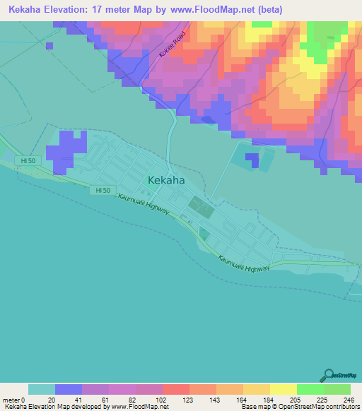 Kekaha,US Elevation Map