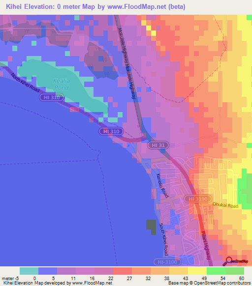 Kihei,US Elevation Map