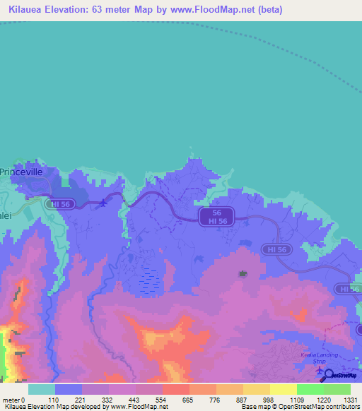 Kilauea,US Elevation Map