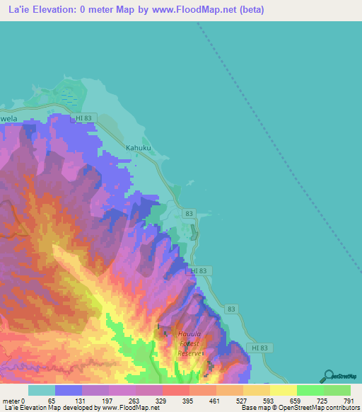 La'ie,US Elevation Map