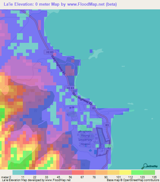 La'ie,US Elevation Map