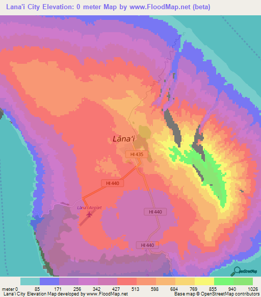 Lana'i City,US Elevation Map