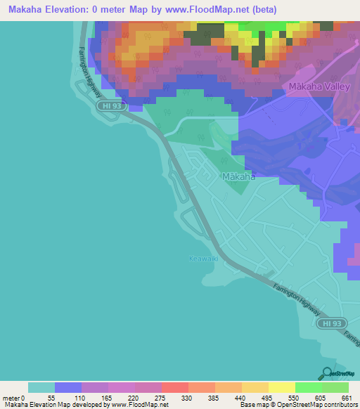 Makaha,US Elevation Map