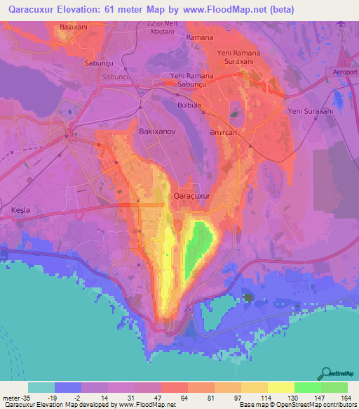 Qaracuxur,Azerbaijan Elevation Map