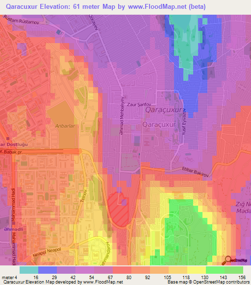 Qaracuxur,Azerbaijan Elevation Map