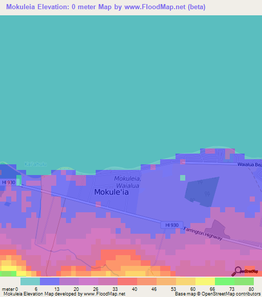 Mokuleia,US Elevation Map