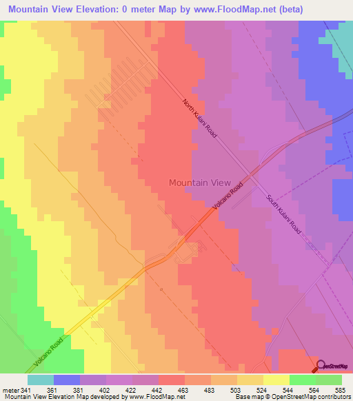 Mountain View,US Elevation Map