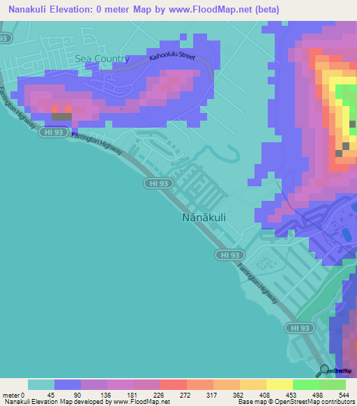 Nanakuli,US Elevation Map