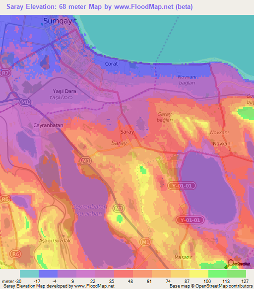 Saray,Azerbaijan Elevation Map