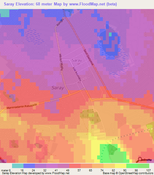 Saray,Azerbaijan Elevation Map