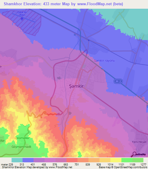 Shamkhor,Azerbaijan Elevation Map