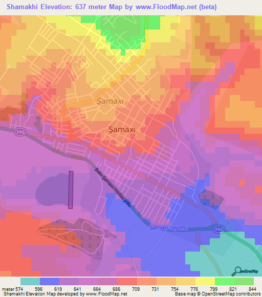 Shamakhi,Azerbaijan Elevation Map