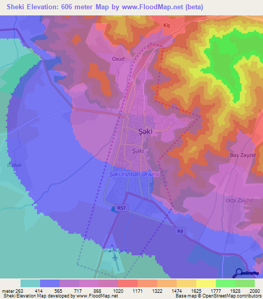 Sheki,Azerbaijan Elevation Map