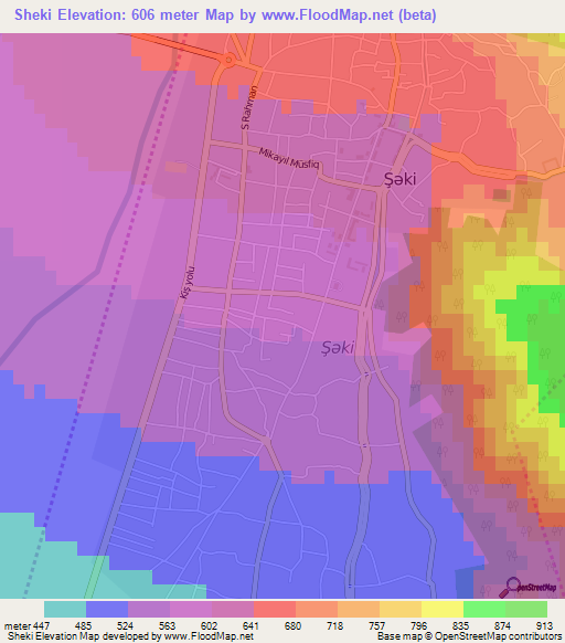 Sheki,Azerbaijan Elevation Map