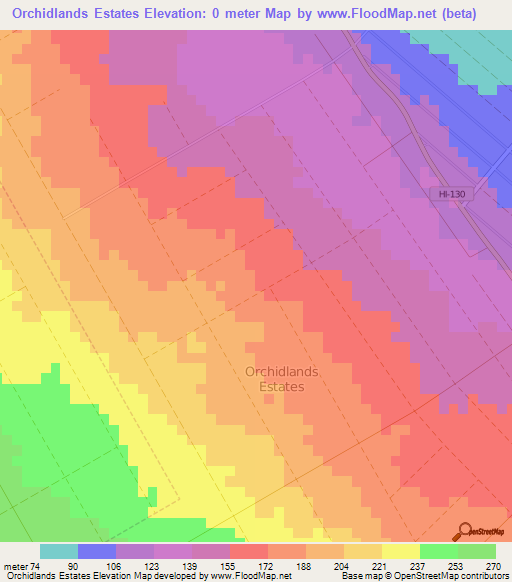 Orchidlands Estates,US Elevation Map