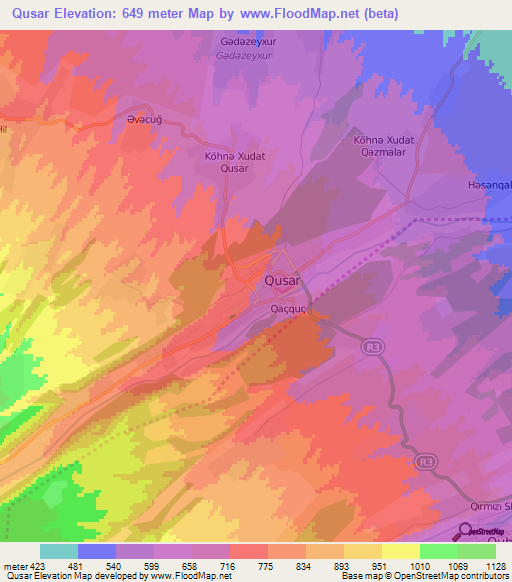 Qusar,Azerbaijan Elevation Map