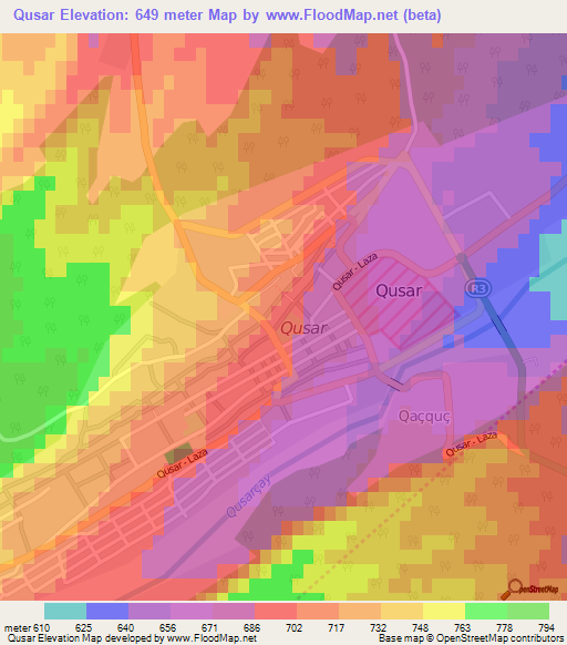 Qusar,Azerbaijan Elevation Map