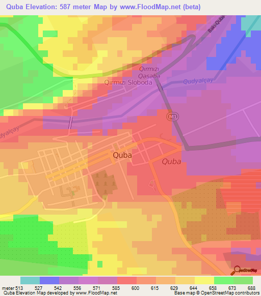 Quba,Azerbaijan Elevation Map