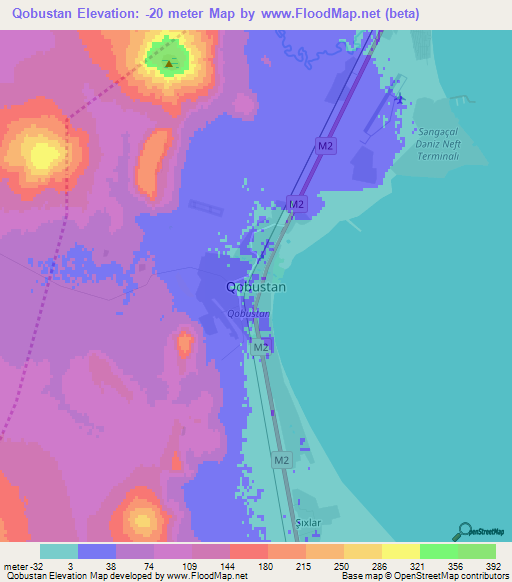 Qobustan,Azerbaijan Elevation Map