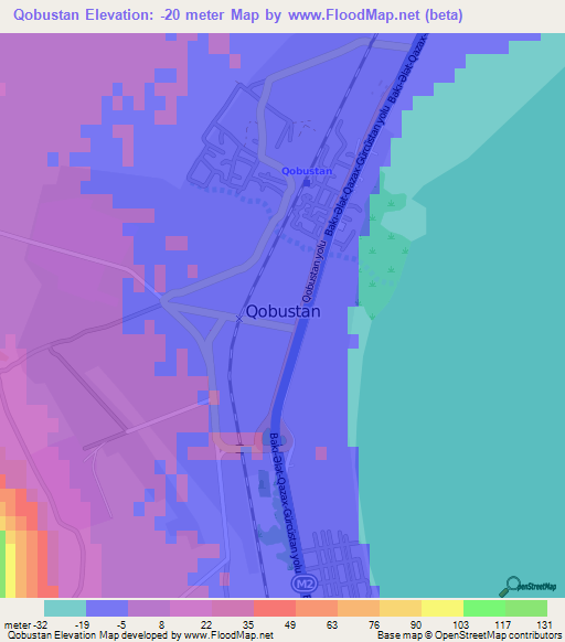 Qobustan,Azerbaijan Elevation Map